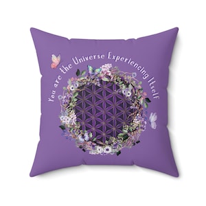 Flower of Life Throw Pillow, Sacred Geometry, Protective Symbol, Mindful Gift, Healing Room Decor, Zen Items