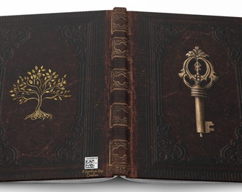 Ancient Cover Look, Front and Back, with the Key to your Future on this Hardcover Journal, for All your Writing Needs