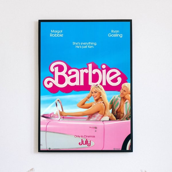 BARBIE movie poster, Margot Robbie, Ryan Gosling, wall decor, office decor