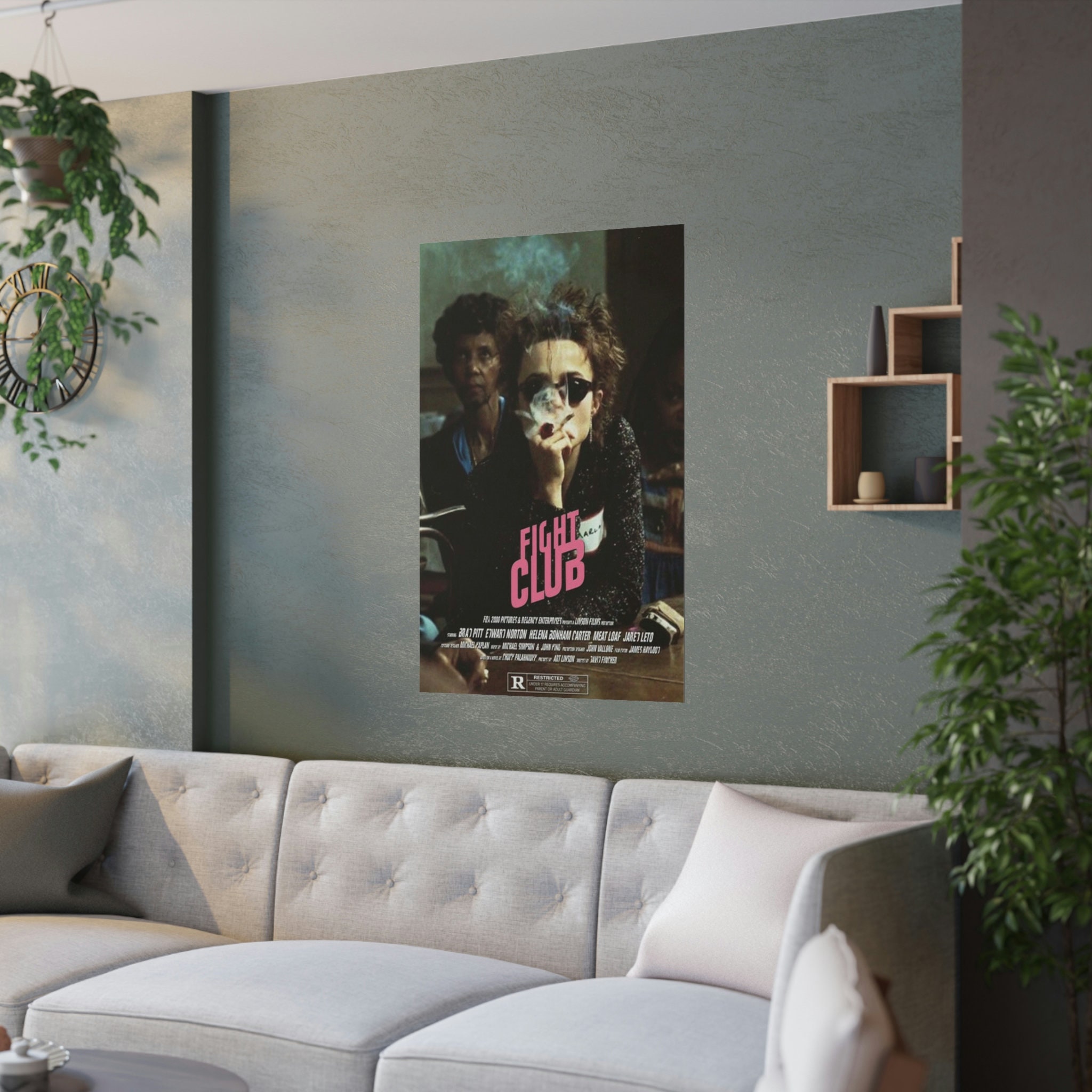 Discover FIGHT CLUB retro movie poster, Helena Botham Carter, wall decor, office decor, No Frame
