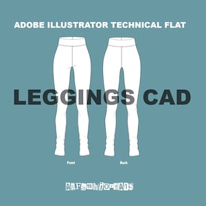 Leggings - Fashion Design Digital Template - Flat Sketch Tech Drawing-Illustrator Ai. PDF Vector CAD Download File