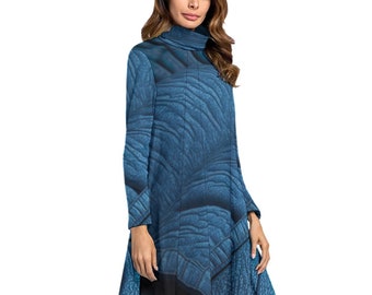 Women's High Neck Dress With Long Sleeve