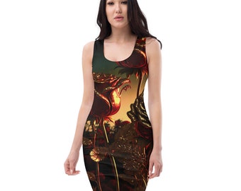 Tank Top Dress with Beautiful Gold Rose Design