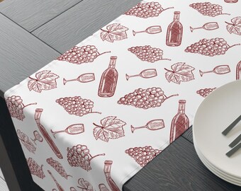 Wine Table Runner Vintage Wine-Themed Table Decor Charcuterie Party Decor Wine Kitchen Decor Wine Lovers Gift Wine Party Decor