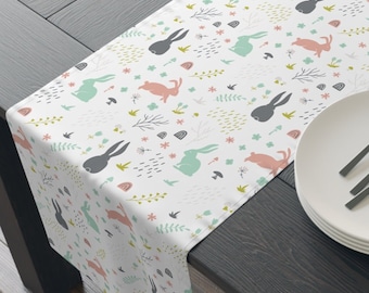 Easter Table Runner | Easter Bunny Table Decorations | Pastel Spring Table Linen