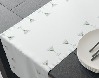 Dirty Martini Table Runner | Elegant Martini Table Runner | Wedding Table Runner | Martini Bachelorette Party Decor | Bridal Table Decor