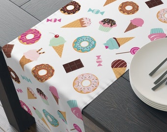 Ice Cream and Donut Table Runner - Kids Birthday Party Table Decorations - Donut Theme Party Decor - Dessert Table Decor - Ice Cream Decor