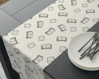 Camino de mesa de libros, Camino de mesa del club de libros, Decoraciones de club de libros, Decoraciones de fiesta temáticas de libros, Decoración de baby shower de libros, Decoración de biblioteca