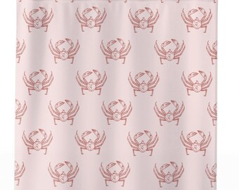 Cortina de ducha con diseño de cangrejo, decoración náutica, decoración de baño costero, cortina de ducha con temática oceánica, decoración de casa de playa roja, cortina de ducha para hombre