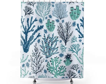 Coral Reef Shower Curtain | Coastal Beach Bath Decor