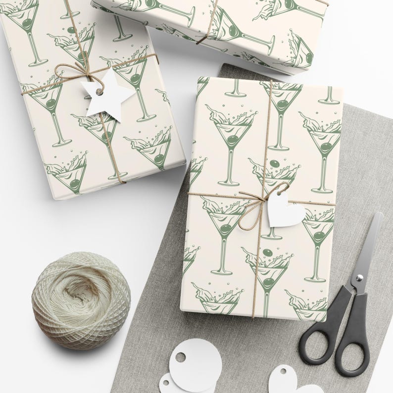 Dirty Martini Wrapping Paper Martini Gift Wrap Martini Themed Bachelorette Decorations Alcohol Gift Wrap Paper Bridal Shower Gift Wrap image 7