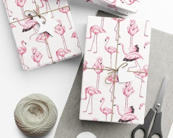 Flamingo Wrapping Paper Flamingo Gift Wrap Paper Tropical Birthday Wrapping Paper Pink Baby Showers Gift Wrap Beach Party Decor