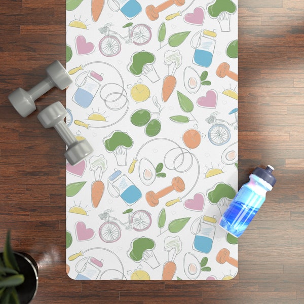 Fitness Rubber Yoga Mat Gym Lifestyle Yoga Mat Healthy Exercise Mat Unique Stretch Mat Gift for Class Instructor Pilates Mat