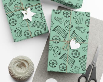 Soccer Wrapping Paper Soccer Gift Wrap Sports Wrapping Paper Green Goalie Wrapping Paper for Soccer Themed Party Decor Footbal Gift Wrap