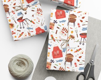 Papel de regalo para barbacoa, papel de regalo para parrilla, rollo de papel de regalo para hombres, papel de regalo para el Día del Padre, papel de regalo para papá