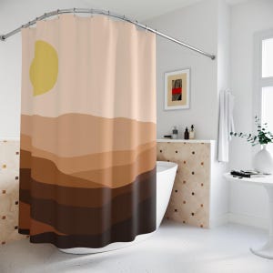 Desert Shower Curtain Sunrise Shower Curtains Mountains Shower Curtain Southwestern Bathroom Decor  Brown Shower Curtain