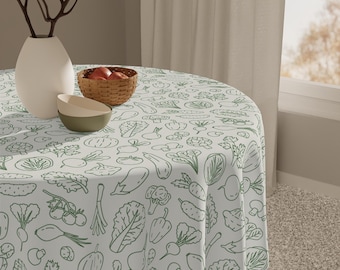 Vegetable Tablecloth Garden Table Linen Farmers Market Vendor Tablecloth Farmhouse Kitchen Decor Tomato Tablecloth Gardener Gift Farmer Gift
