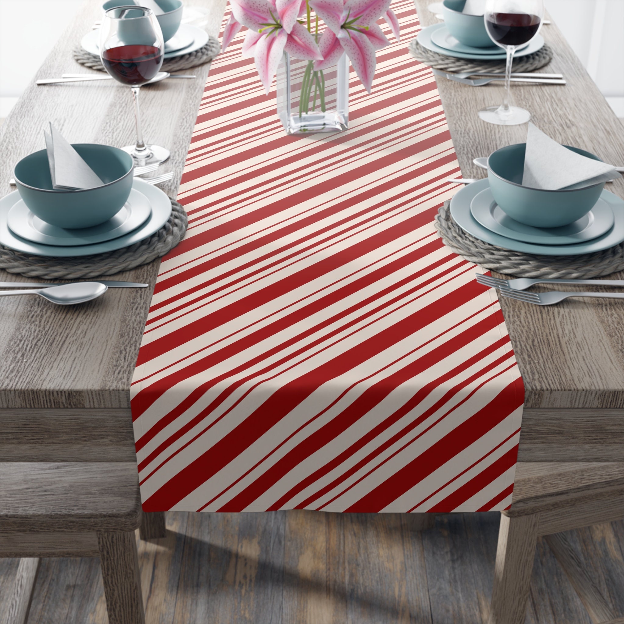 Candy Cane Christmas Table Runner Holiday Table Decorations Candy Cane