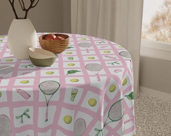Mantel de tenis, decoración para fiesta de tenis, mantel rosa para mesa de tenis, decoración para fiesta de cumpleaños de tenis, fiesta temática deportiva, regalo para entrenador de tenis