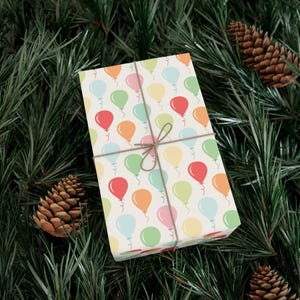 Birthday Balloons Wrapping Paper Pastel Kids Birthday Gift Wrap Colorful Wrapping Paper Roll Girls Birthday, Boys Birthday Unique Gift Wrap image 7