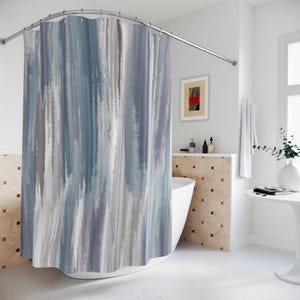 Eleganter Aquarell Duschvorhang Modernes Badezimmer Dekor Blauer Abstrakter Duschvorhang Einzigartiges Badezimmer Dekor Künstlerischer Duschvorhang