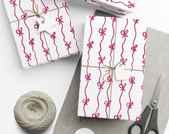 Bowknot Wrapping Paper Pink Bow Coquette Gift Wrap Pastel Bow Wrapping Paper Birthday Gift Wrap Baby Shower Wrapping Paper Bridal Gift Wrap