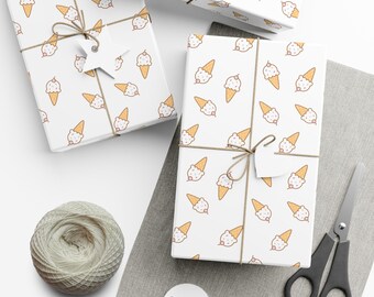 Ice Cream Wrapping Paper Ice Cream Gift Wrap Ice Cream Cone Paper Birthday Wrapping Paper Festive Gift Wrap Ice Cream Party Decor