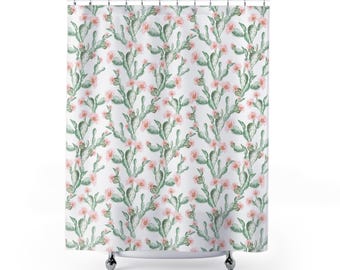 Cactus Floral Shower Curtain: Southwestern Desert Bath Decor