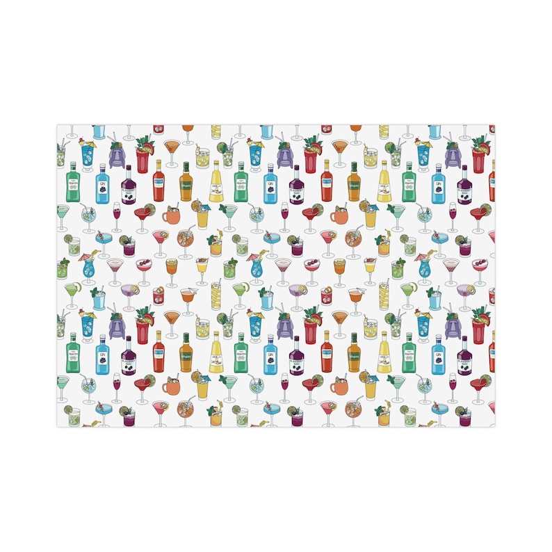 Cocktail Wrapping Paper Alcohol Wrapping Paper Colorful Gift Wrap Bartender Wrapping Paper 21st Birthday Wrapping Paper Rainbow Gift Wrap image 2