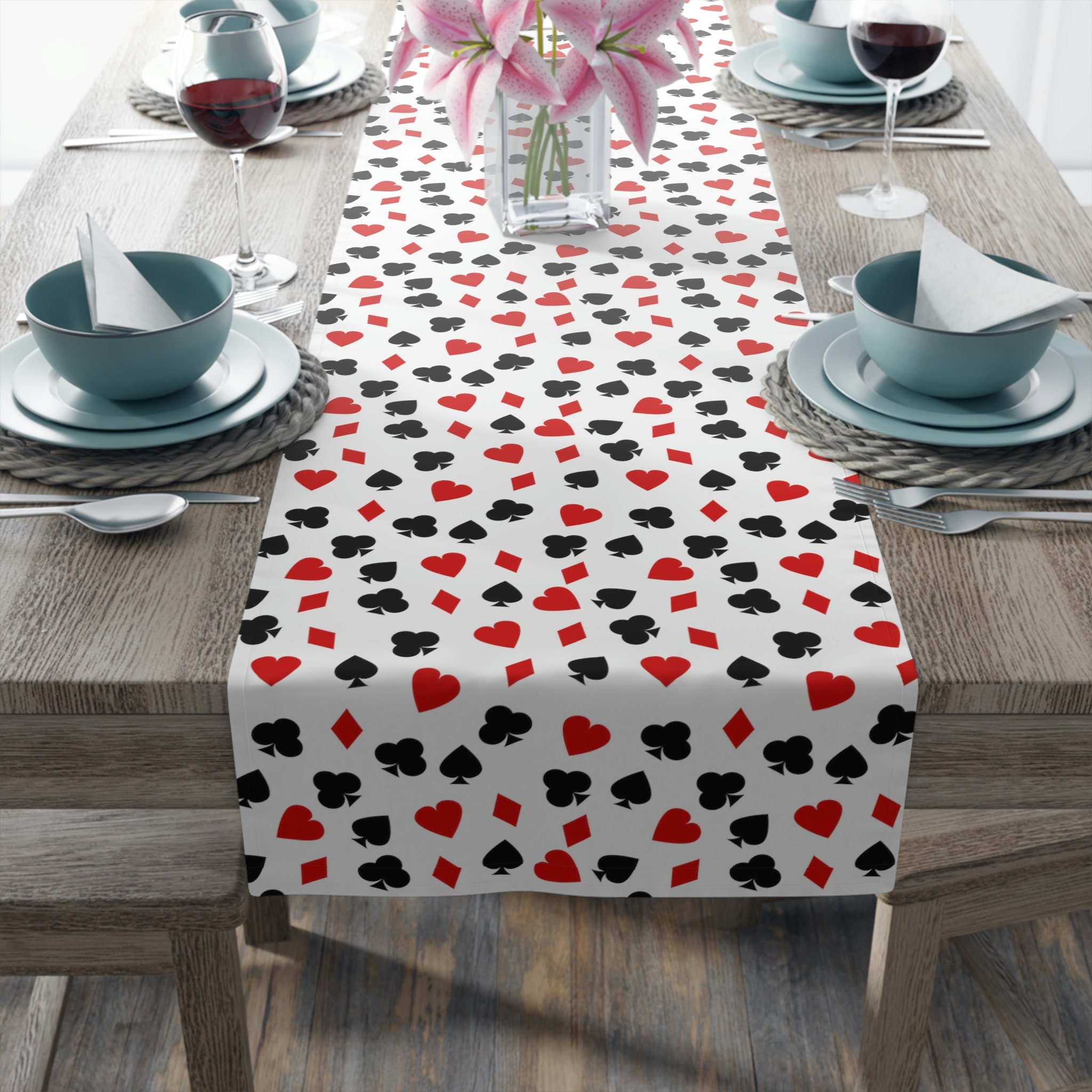 Poker Table Runner Casino Party Decorations Poker Themed Decoration Poker Night Party Decor Las Vegas Party