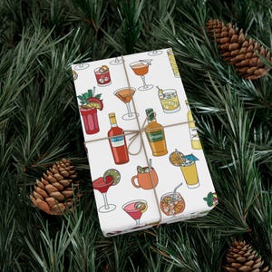 Cocktail Wrapping Paper Alcohol Wrapping Paper Colorful Gift Wrap Bartender Wrapping Paper 21st Birthday Wrapping Paper Rainbow Gift Wrap image 7