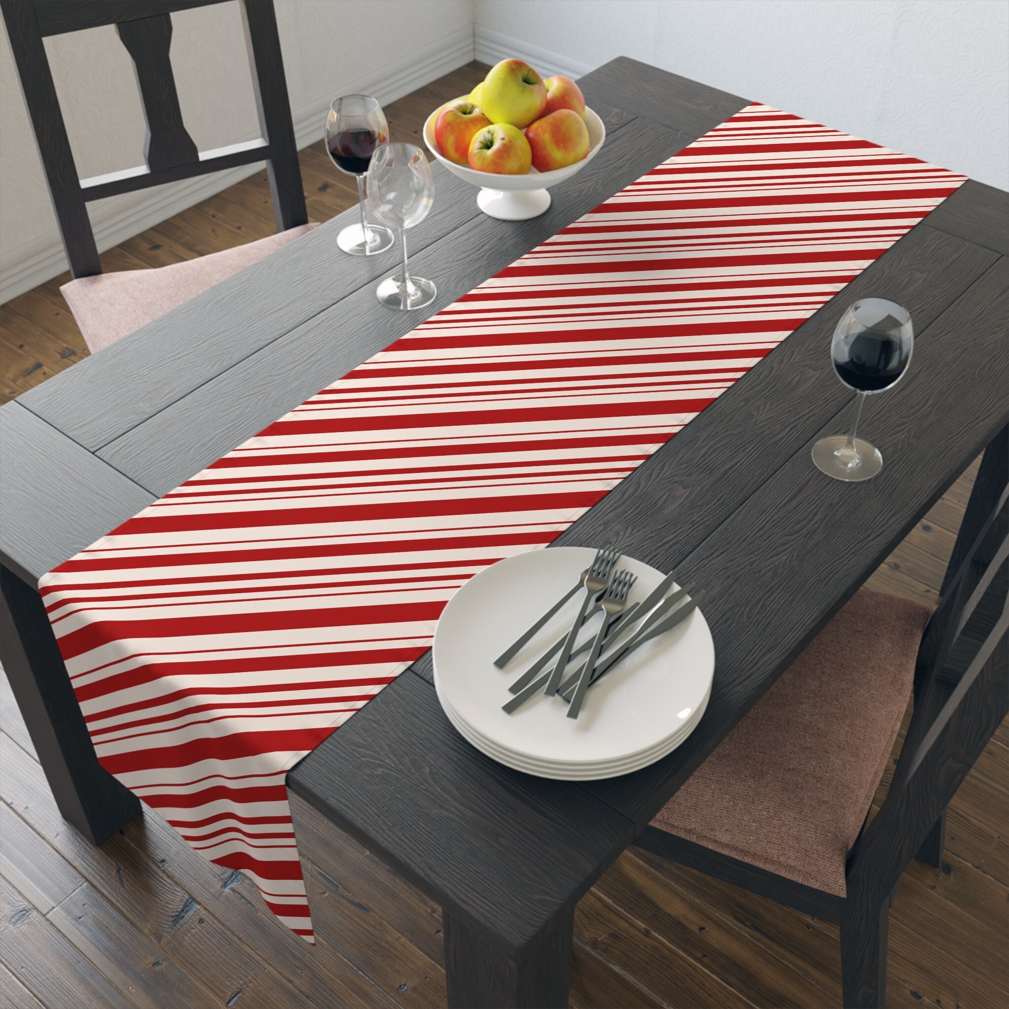 Candy Cane Christmas Table Runner Holiday Table Decorations Candy Cane