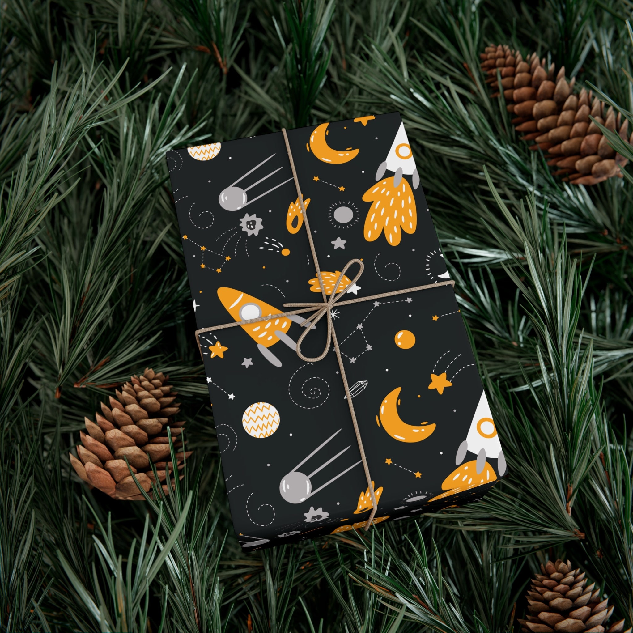 Galaxy Space Gift Wrap Spaceship Wrapping Paper for Space Party Decor ...