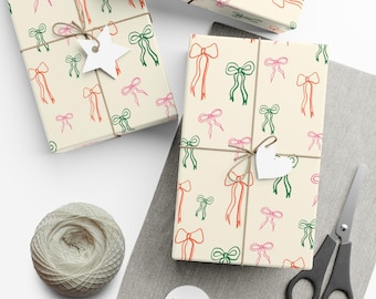 Bowknot Wrapping Paper Bow Coquette Wrapping Paper Pink Bow Gift Wrap Bowknot Gift Wrap Green Bows Birthday Wrapping Paper Coquette Bows