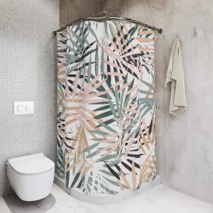 Tropical Shower Curtain Beachy Shower Curtain Bohemian Bathroom Decor Palm Tree Bath Decor Botanical Bathroom Curtain