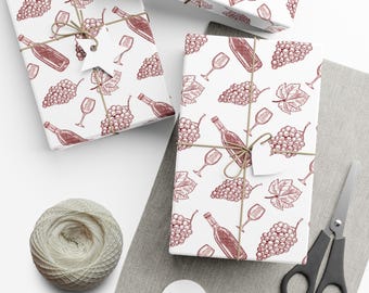 Wine Wrapping Paper Elegant Wine & Grapes Gift Wrap Papers Charcuterie Wrapping Paper Wine Lovers Unique Gift Wrap Wine Party Decor