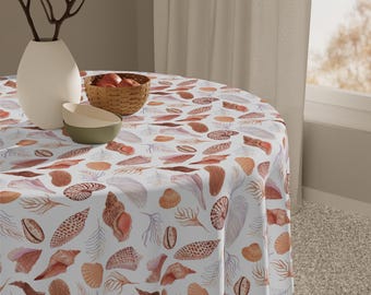 Beach Tablecloth for Beach Wedding Ocean Themed Table Decor for Bridal Shower, Elegant Baby Shower Tablecloth Boho Sea Shell Kitchen Decor