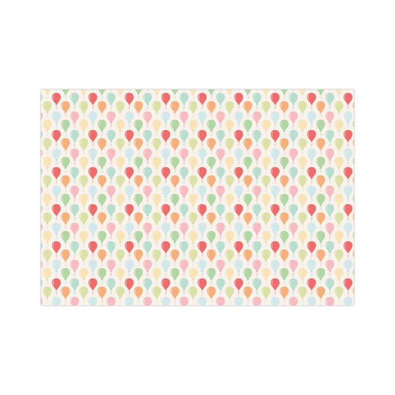 Birthday Balloons Wrapping Paper Pastel Kids Birthday Gift Wrap Colorful Wrapping Paper Roll Girls Birthday, Boys Birthday Unique Gift Wrap image 2
