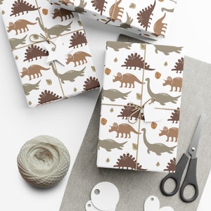 Dino Wrapping Paper Dinosaur Wrapping Paper Boy Birthday Wrapping Paper Dino Gift Wrap Brown Wrapping Paper Dinosaur Theme Party Decor
