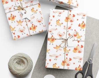 Chicken Wrapping Paper Chickens Gift Wrap Cute Farm Themed Wrapping Paper Cute Birthday Wrapping Paper Chicken Gift Animal Gift Wrap