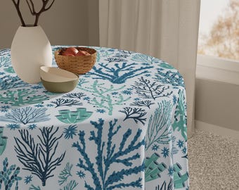 Coral Tablecloth Ocean-Inspired Tablecloth for Coastal Decor Beach Themed Dining, Summer Gatherings, Picnics, or Cookout Beach Party Decor