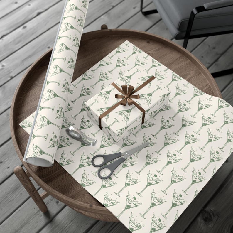 Dirty Martini Wrapping Paper Martini Gift Wrap Martini Themed Bachelorette Decorations Alcohol Gift Wrap Paper Bridal Shower Gift Wrap image 2
