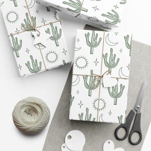 Cactus Gift Wrap Paper Western Wrapping Paper Sun Moon Gift Wrap Southwestern Country Gift Wrapping Paper Cacti Gift Wrap