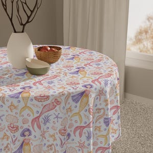 Mermaid Tablecloth Pink Purple Mermaid-Themed Table Decor for Kids' Parties Ocean Tablecloth Mermaid Birthday Decorations Beach Party Decor