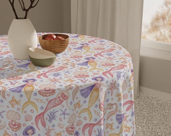Mermaid Tablecloth Pink Purple Mermaid-Themed Table Decor for Kids' Parties Ocean Tablecloth Mermaid Birthday Decorations Beach Party Decor
