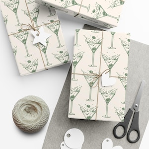 Dirty Martini Wrapping Paper Martini Gift Wrap Martini Themed Bachelorette Decorations Alcohol Gift Wrap Paper Bridal Shower Gift Wrap image 1