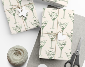 Dirty Martini Wrapping Paper Martini Gift Wrap Martini Themed Bachelorette Decorations Alcohol Gift Wrap Paper Bridal Shower Gift Wrap