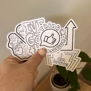 Adesivos de afirmação_Pinte seus próprios adesivos