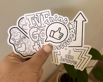 Affirmation stickers_Color your own_stickers