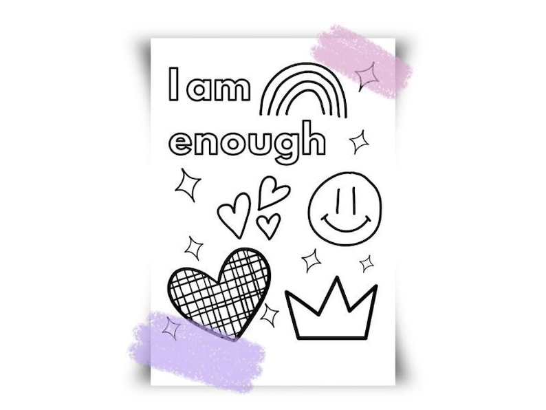 Affirmation Coloring Page-i Am Enough-adult Coloring Page-kid - Etsy